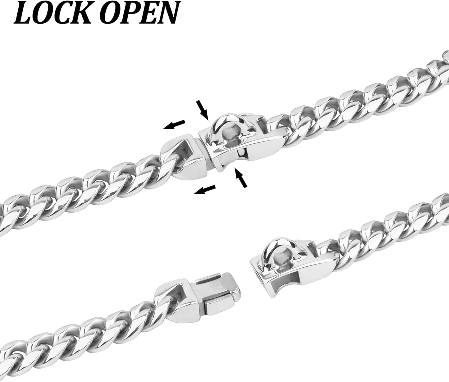 Dog Chain Collar,10 Inch Dog Collar with Secure Buckle Strong Heavy Duty Slip Collar for Small Dogs - Silver