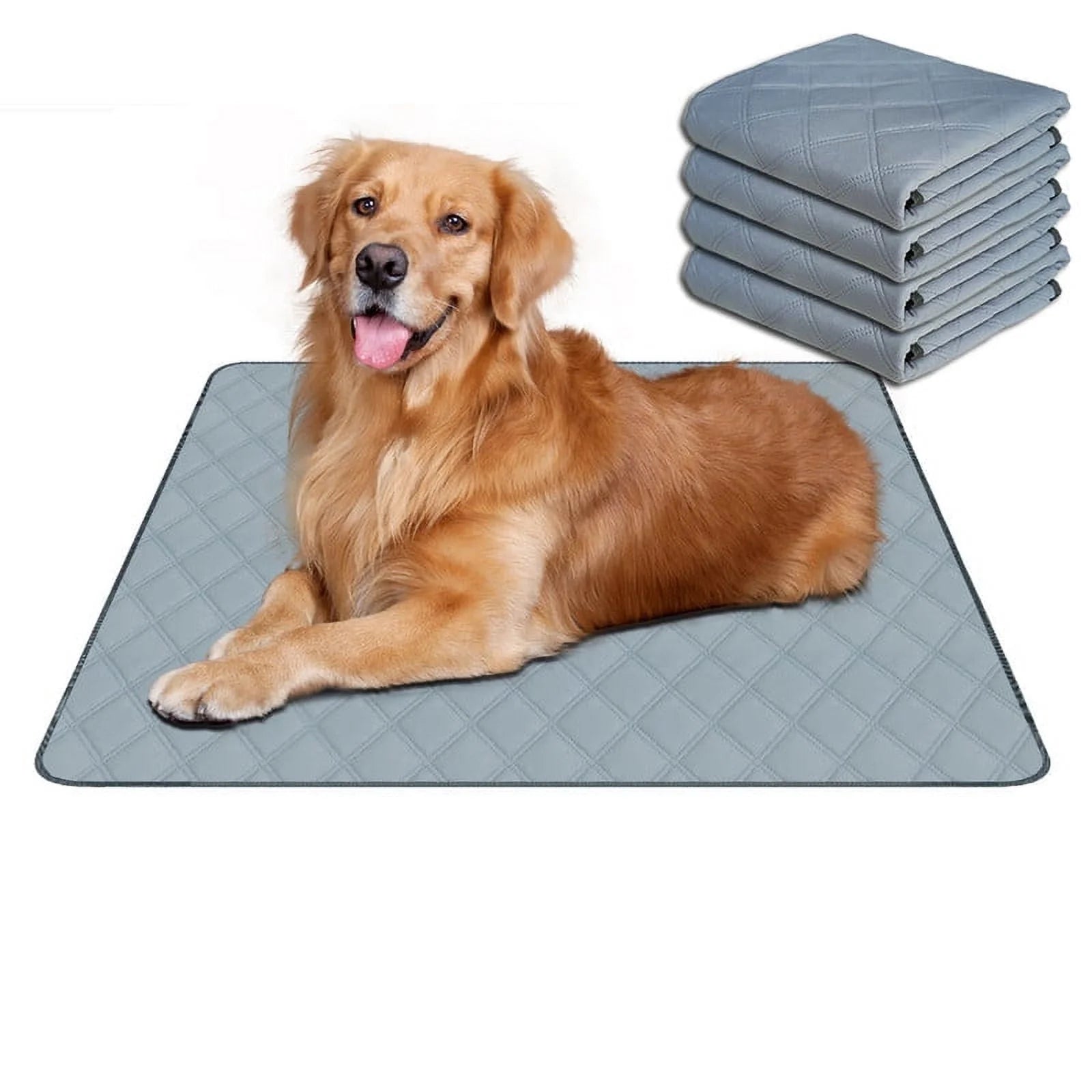 Washable Pee Pads for Dogs, Puppy Pads for Potty Training with Leakproof Bottom. Light Grey, 4 Pack, 24"X36"