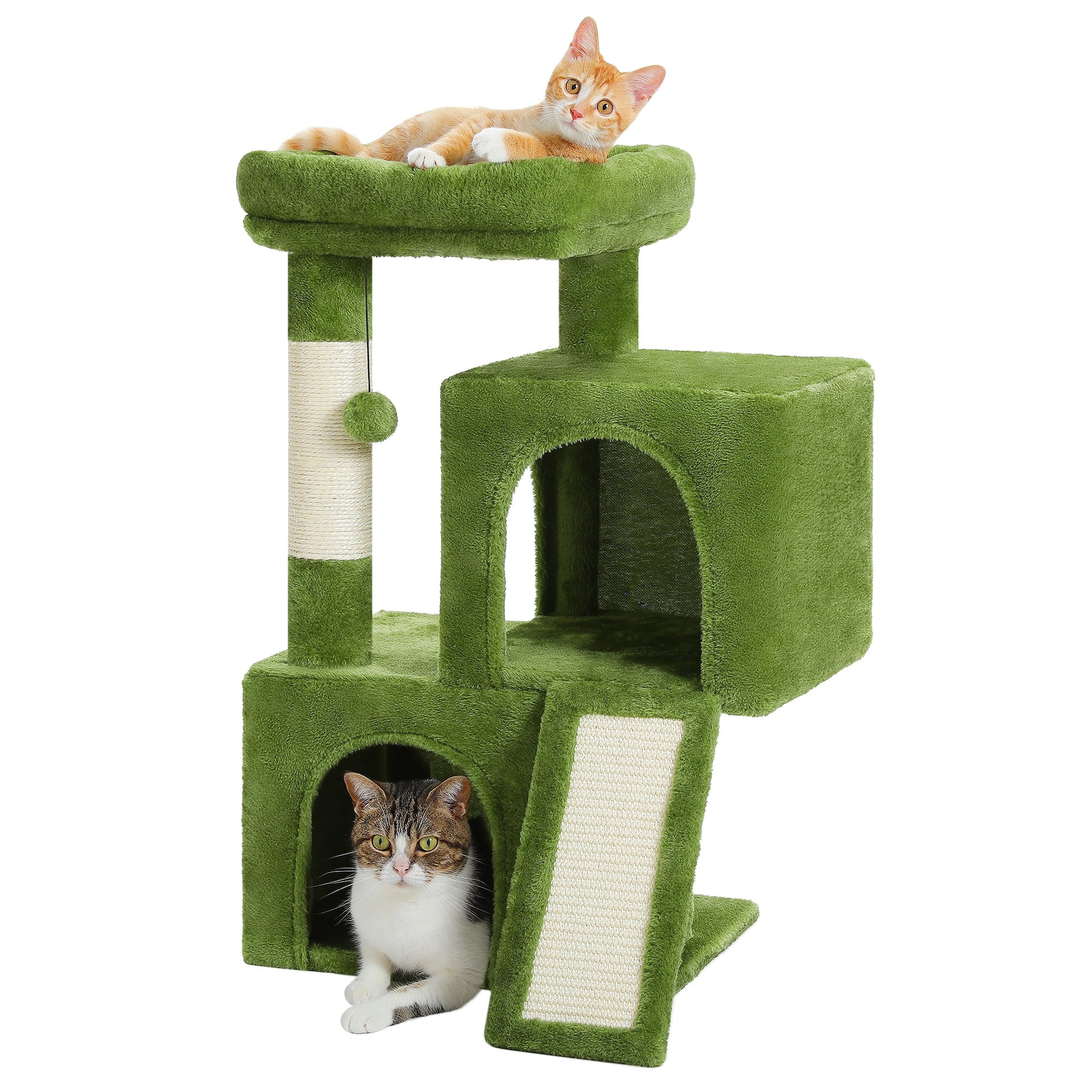30" Cat Tree Condo with Cat Scratcing Post Tower Ramp for Indoor Cats,Green