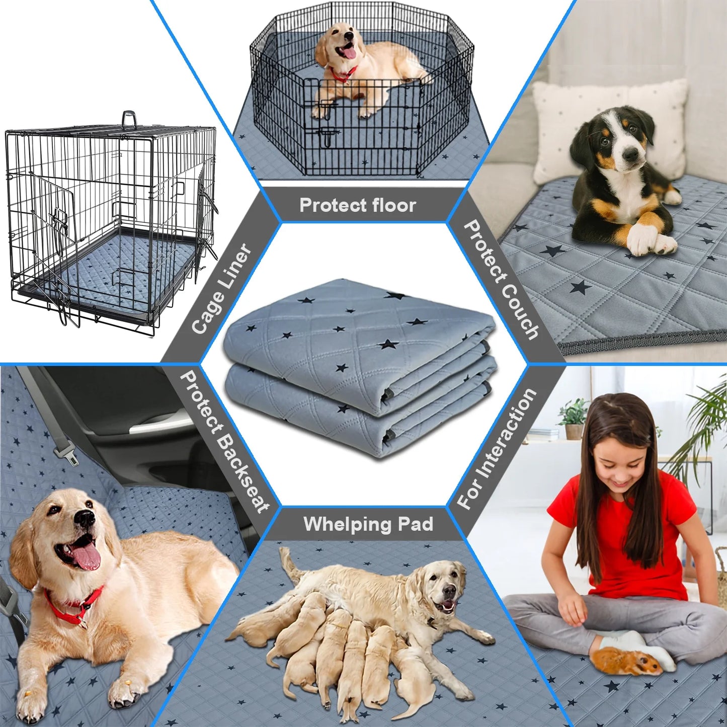 Washable Pee Pads for Dogs, Puppy Pads for Potty Training with Leakproof Bottom. 4 Pack, 18"X24"