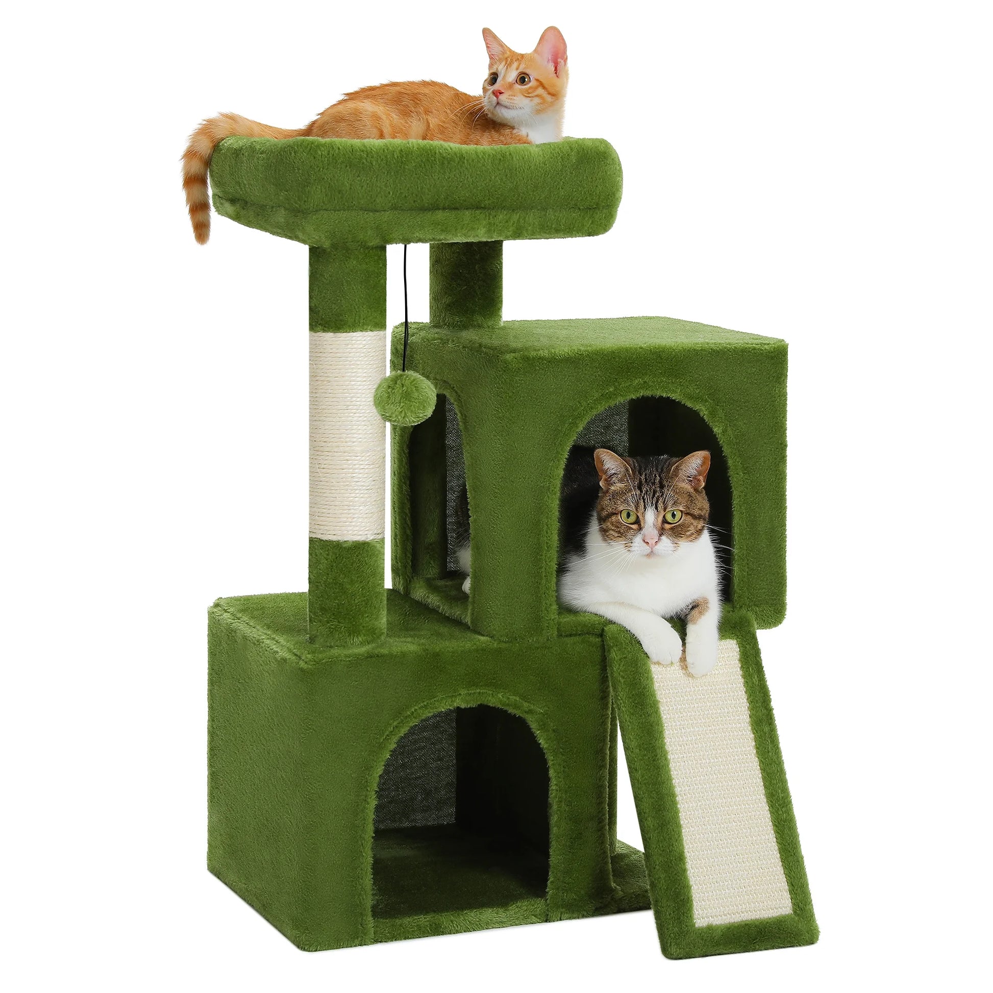 30" Cat Tree Condo with Cat Scratcing Post Tower Ramp for Indoor Cats,Green