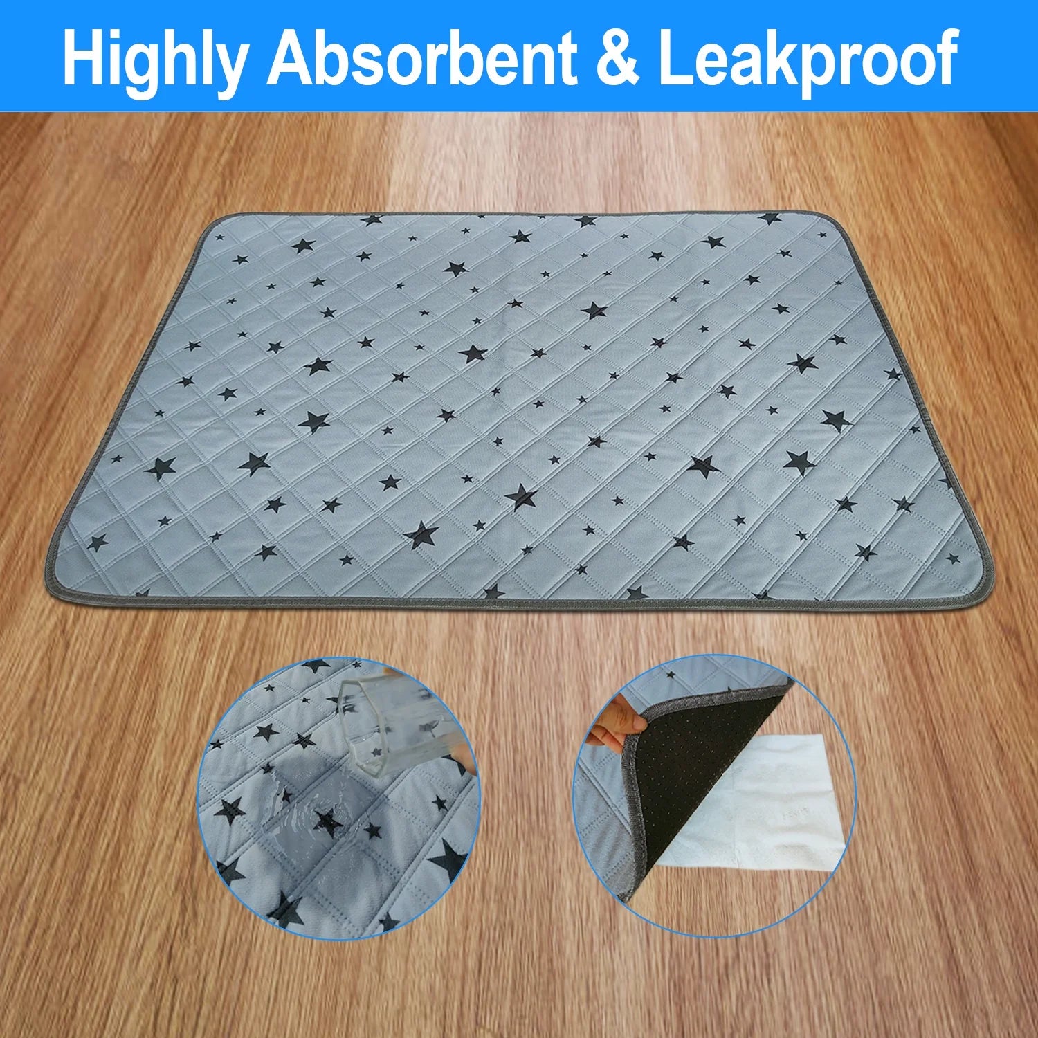 Washable Pee Pads for Dogs, Puppy Pads for Potty Training with Leakproof Bottom. 4 Pack, 18"X24"