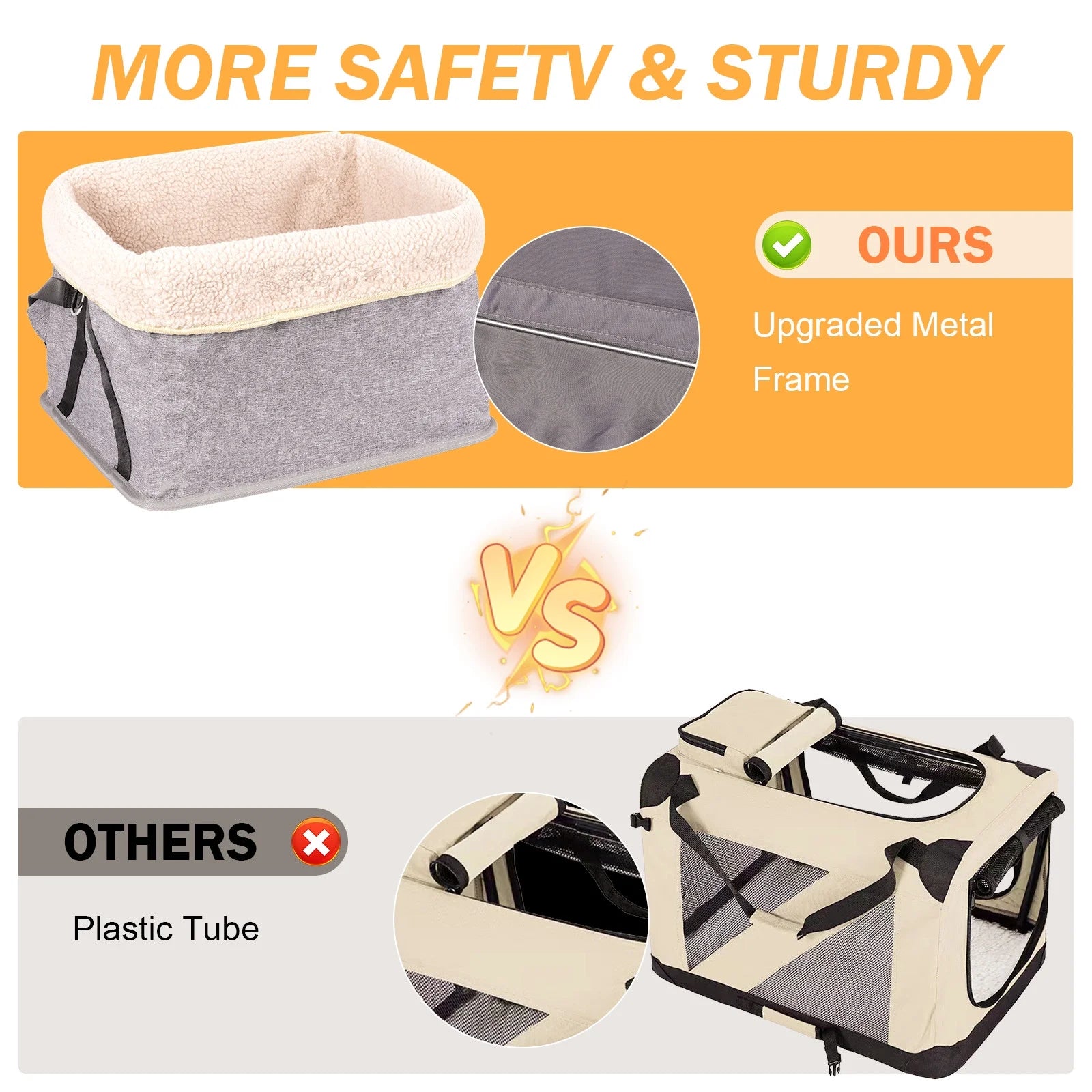 Dog Car Seat for Small Dogs, Dog Booster Car Seat for Small Dogs up to 25Lbs, Detachable and Washable Dog Car Seat with Metal Frame Construction and Safe Buckles