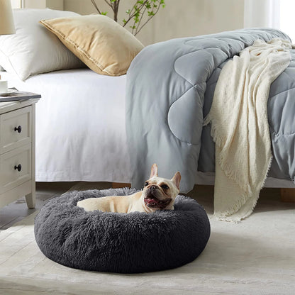 Calming Donut Dog Bed Anti-Anxiety, Self Warming, Cozy Soft Plush round Pet Bed, Ideal for Both Home & Travel, 30"L X 30"W X 8"H