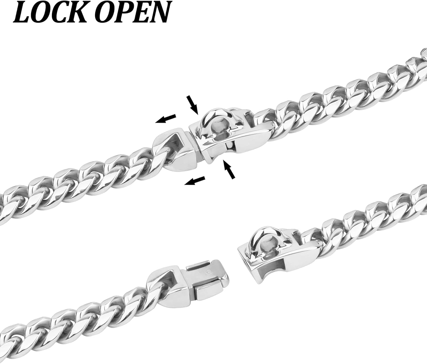 Dog Chain Collar,10 Inch Dog Collar with Secure Buckle Strong Heavy Duty Slip Collar for Small Dogs - Silver