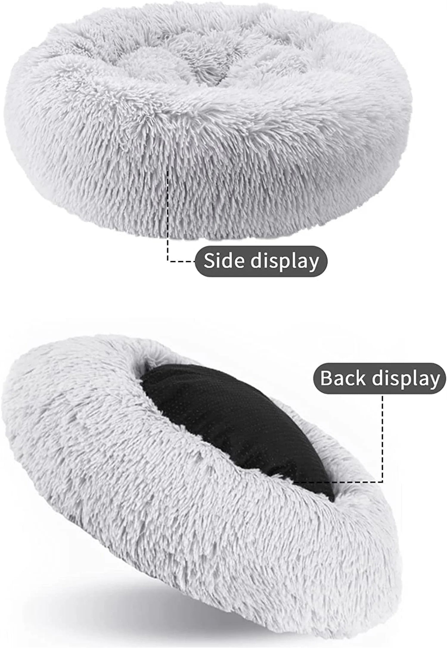 Calming Donut Dog Bed Anti-Anxiety, Self Warming, Cozy Soft Plush round Pet Bed, Ideal for Both Home & Travel, 30"L X 30"W X 8"H