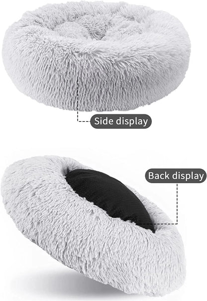 Calming Donut Dog Bed Anti-Anxiety, Self Warming, Cozy Soft Plush round Pet Bed, Ideal for Both Home & Travel, 30"L X 30"W X 8"H
