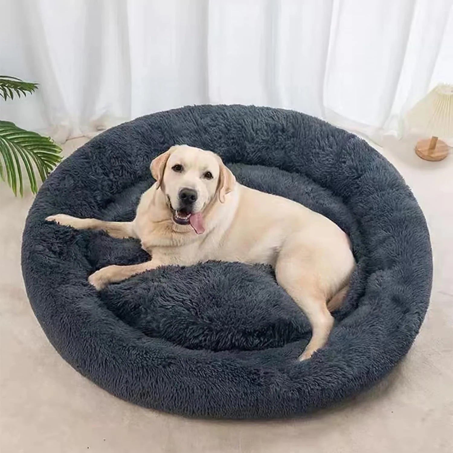 Calming Donut Dog Bed Anti-Anxiety, Self Warming, Cozy Soft Plush round Pet Bed, Ideal for Both Home & Travel, 30"L X 30"W X 8"H