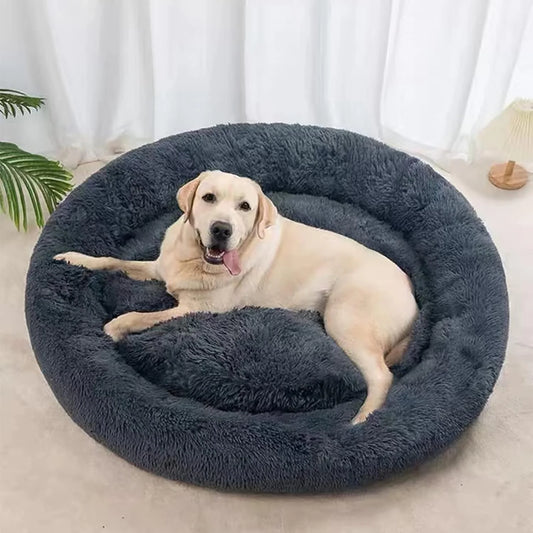 Calming Donut Dog Bed Anti-Anxiety, Self Warming, Cozy Soft Plush round Pet Bed, Ideal for Both Home & Travel, 30"L X 30"W X 8"H