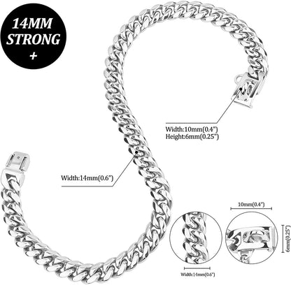 Dog Chain Collar,10 Inch Dog Collar with Secure Buckle Strong Heavy Duty Slip Collar for Small Dogs - Silver
