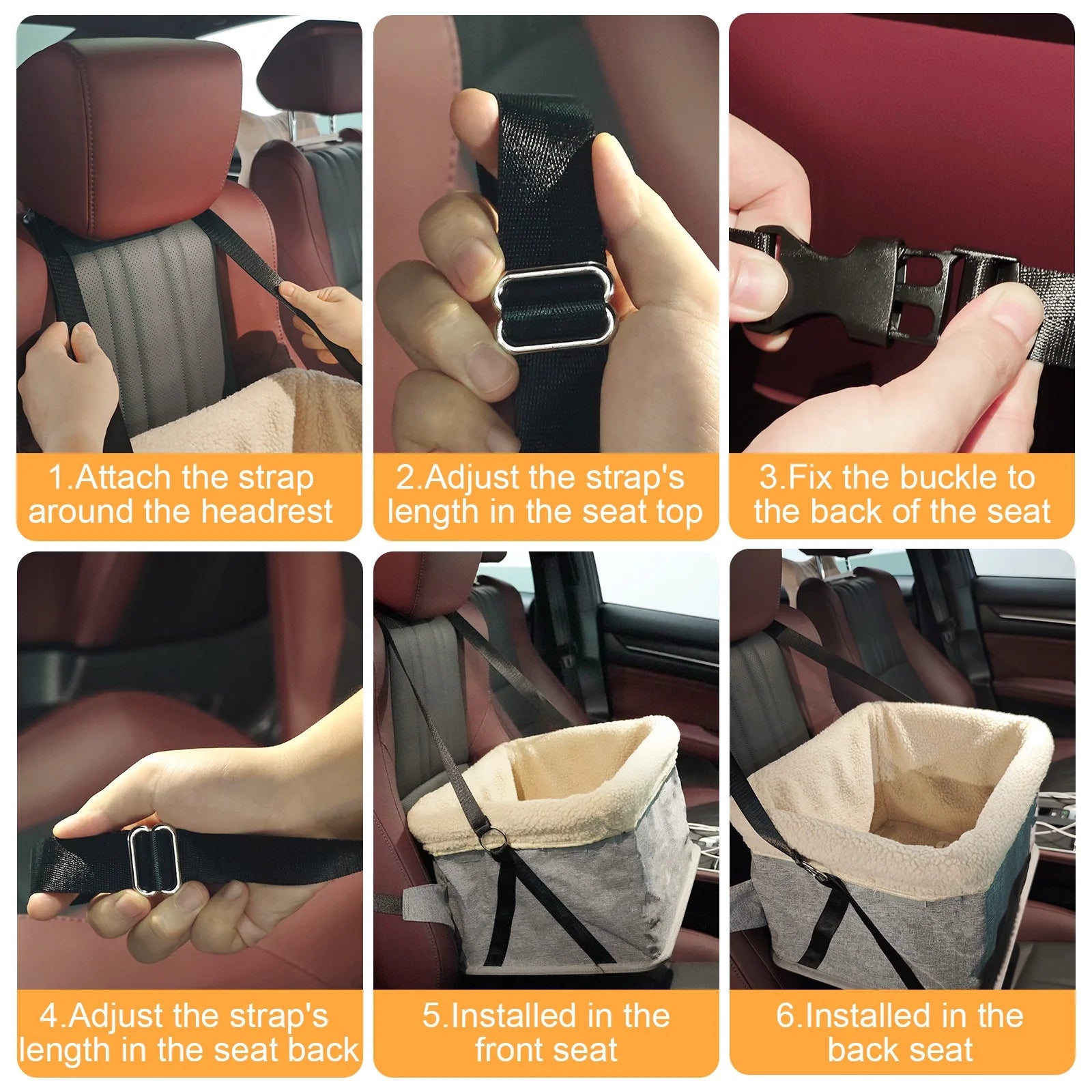 Dog Car Seat for Small Dogs, Dog Booster Car Seat for Small Dogs up to 25Lbs, Detachable and Washable Dog Car Seat with Metal Frame Construction and Safe Buckles